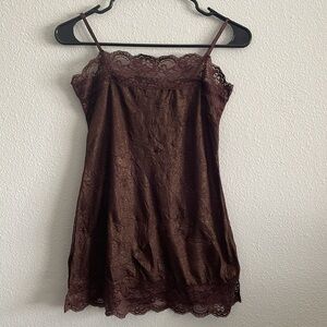 Stargazer Y2K Lace Trim Brown|Gold Top Size Small